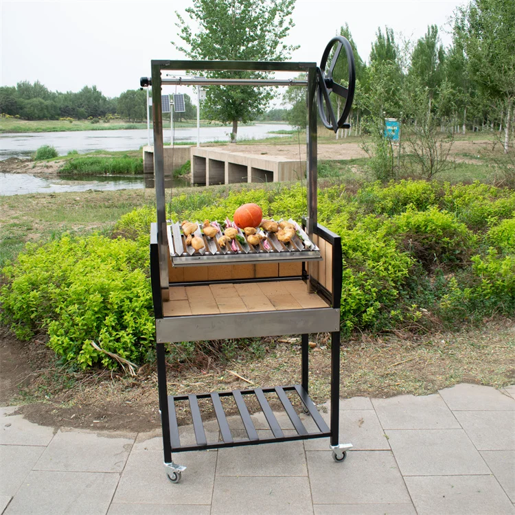 Argentina with brick lift removable V-shaped grill  Charcoal Stainless steel  grill for Kitchen Garden Outside