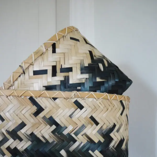 Set of 2 new products mini woven bamboo box toy with lid storage organizer for indoor home kitchen