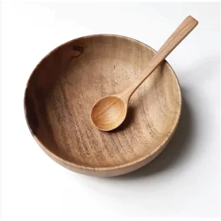 Eco Friendly Salad Bowl Durable Wooden Acacia Wood Customized Size Logo Wholesale High Quality Serving For Soup Food For Kitchen