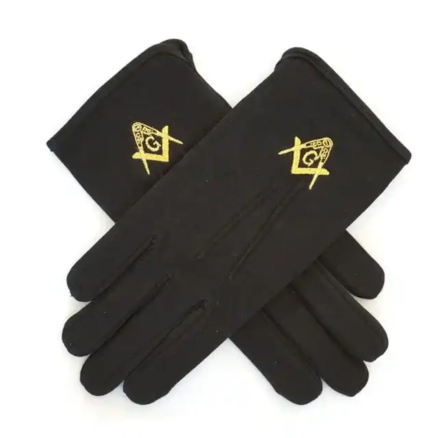 Best Performance Hot Sales Embroidery Logo Custom Design Black Masonic Gloves
