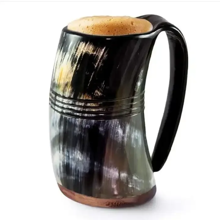Unique Ox Horn Made Beer drinking horn mugs 100% Natural Large capacity buffalo horn beer mugs Handcrafted mugs
