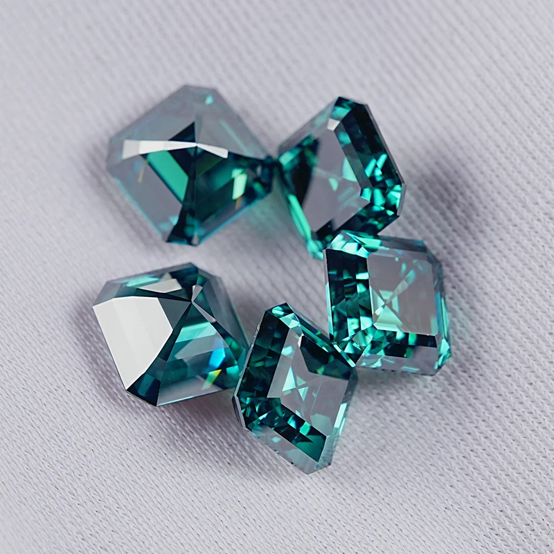 SICGEM Wholesale Custom Size Asscher Cut Green Gemstone 6.0mm1 Carat Custom Moissanite Jewelry