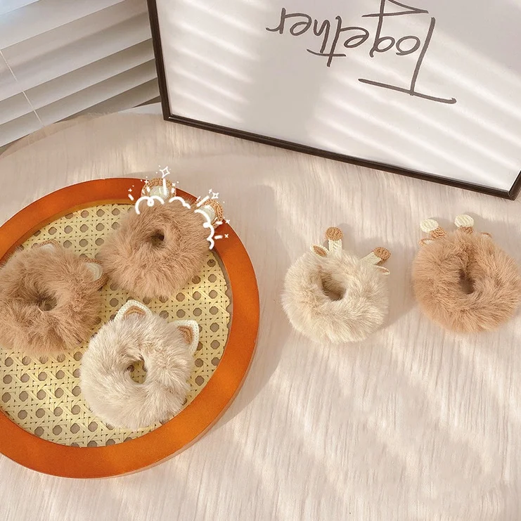 Cute autumn and winter knitted plush soft girl hair band hair accessories head rope