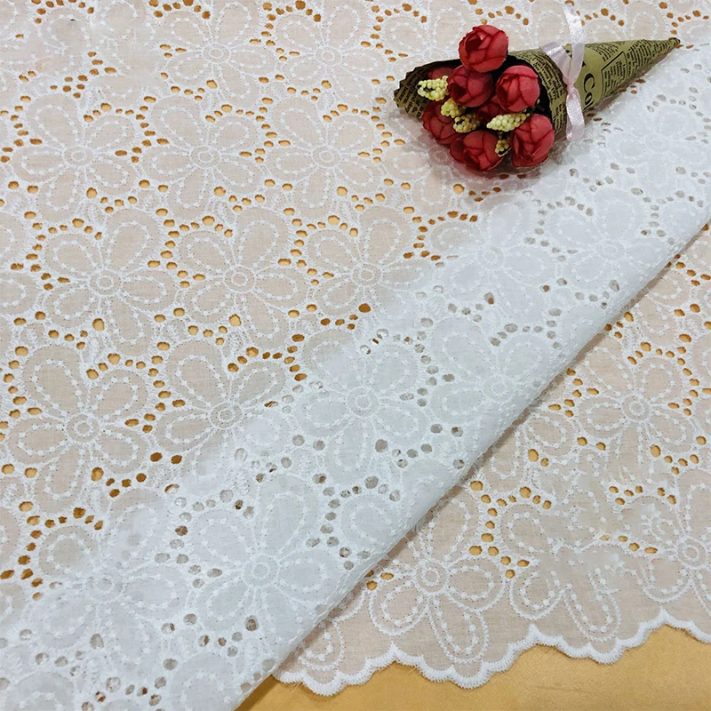 Flower cutout embroidery water-soluble embroidery full lace garment cotton embroidery fabric