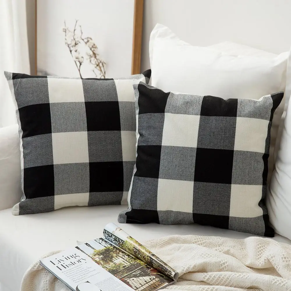 Hot Selling HD Christmas Scottish Tartan Plaid Decorative Throw Pillow Covers Royal Stewart Cushion Case for Sofa Use