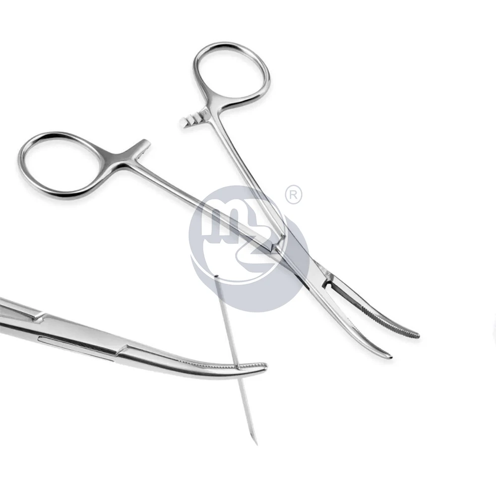 New 2pc Straight + Curved Hemostat Forceps Locking Clamps Dental Tissue Locking Clamps