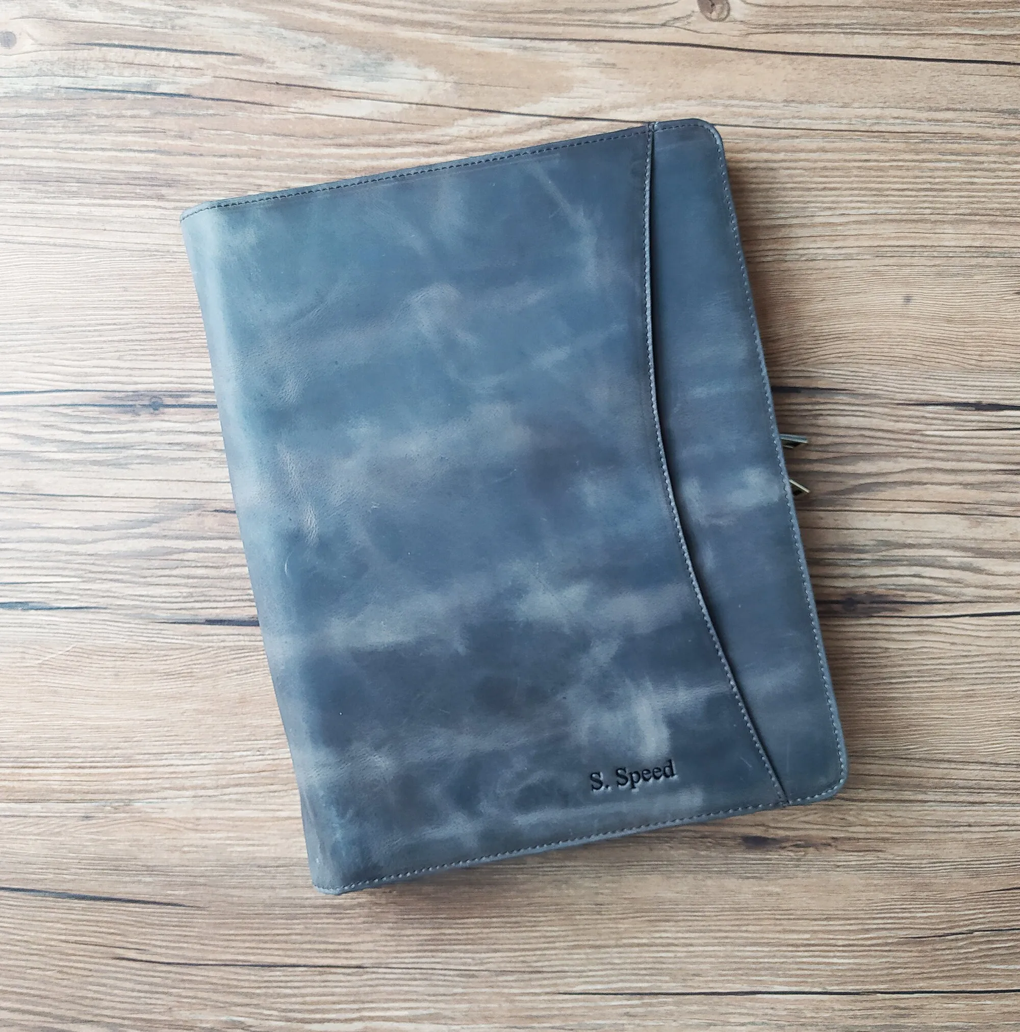 Crazy Personalised Office Zipper Case Notebook Storage Leather Portfolio Organiser Custom Logo Leatherette Portfolio LAP-0010