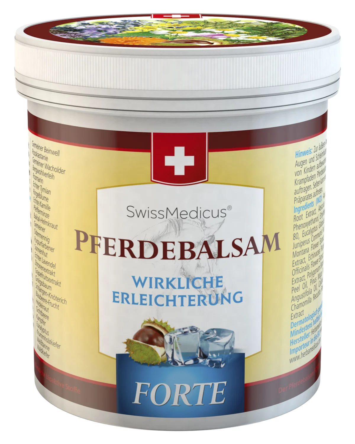 Amazon Best Seller SwissMedicus Pferdebalsam FORTE extra strong cooling, relief for heavy legs, Swiss quality, Menthol 500 ml