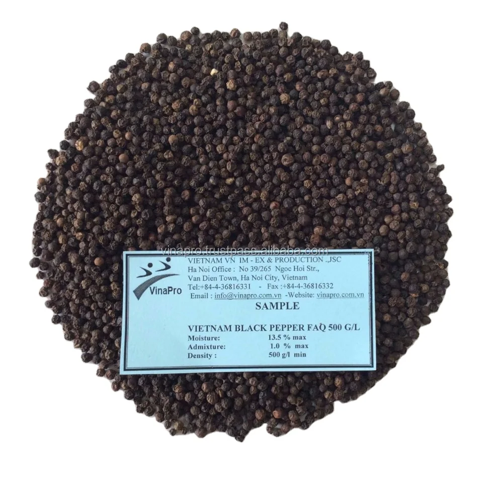 Best Quality Vietnamese Black Pepper FAQ 500/550 GL From Vinapro JSC Original Vietnam 25kg PP Packing