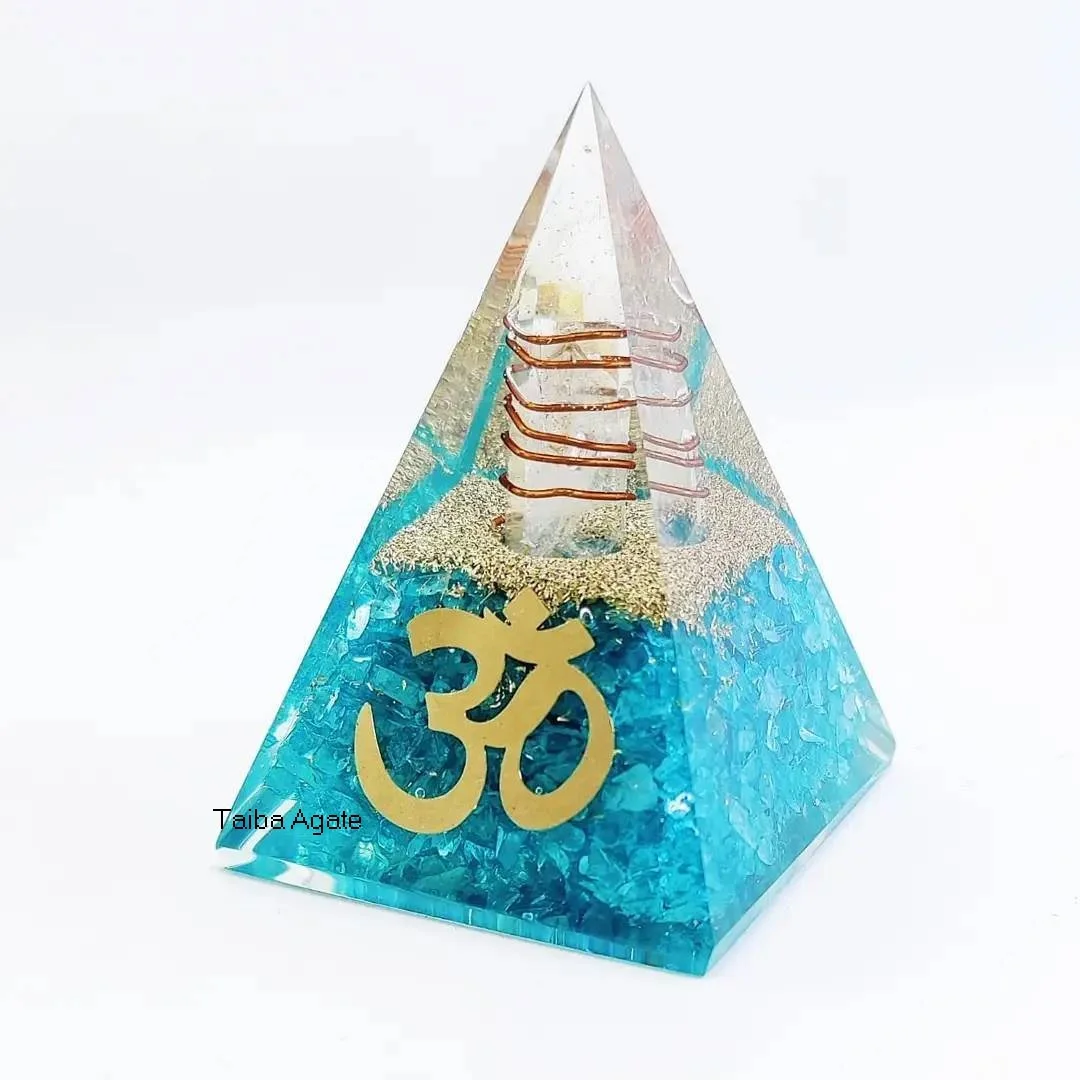 wholesale shungite orgonite pyramid with tree of life symbol:emf protection:orgone pyramid:healing crystal stone:table decor