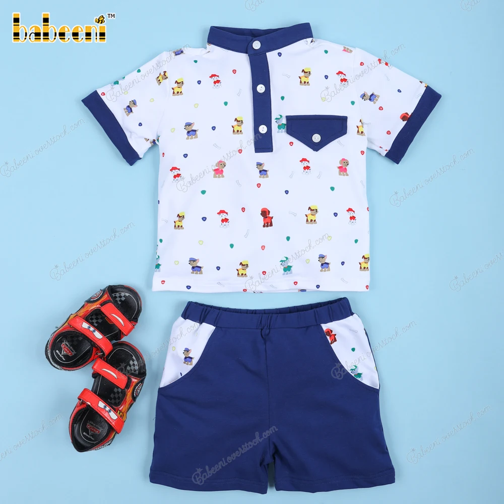 2 Piece Set Fire Dog Navy And White For Boy OEM ODM customized hand made in stock wholesale manufacturer - BB3260