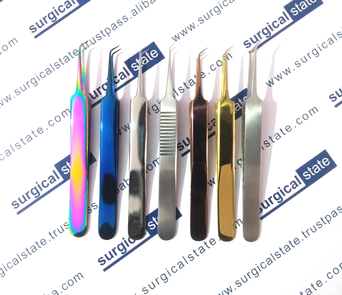 Professional Eyebrow Tweezer With Eyebrow Comb Stainless Steel Eyelashes Extension Tweezers Double Eyelids Pinzette Clip