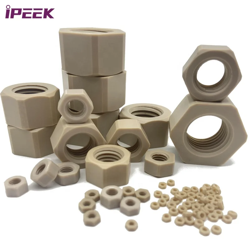 Stock Variety Size Virgin Material Thin Thick PEEK Screw Hex Nut