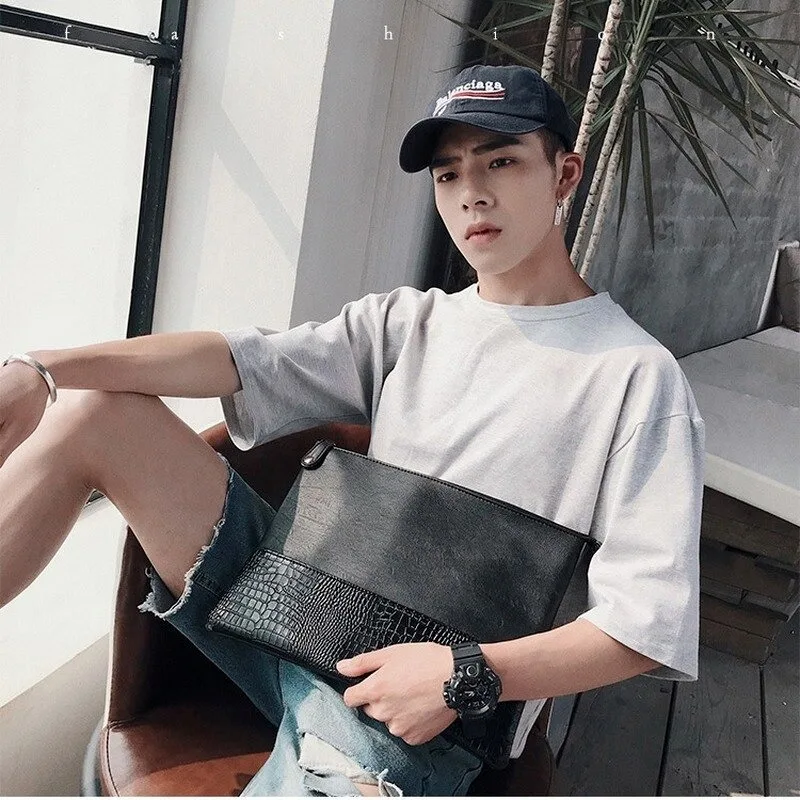 Alligator Pattern Leather Clutches Men Envelope Bag Business Fashion Clutch Male Handbag Luxury Design Clutch