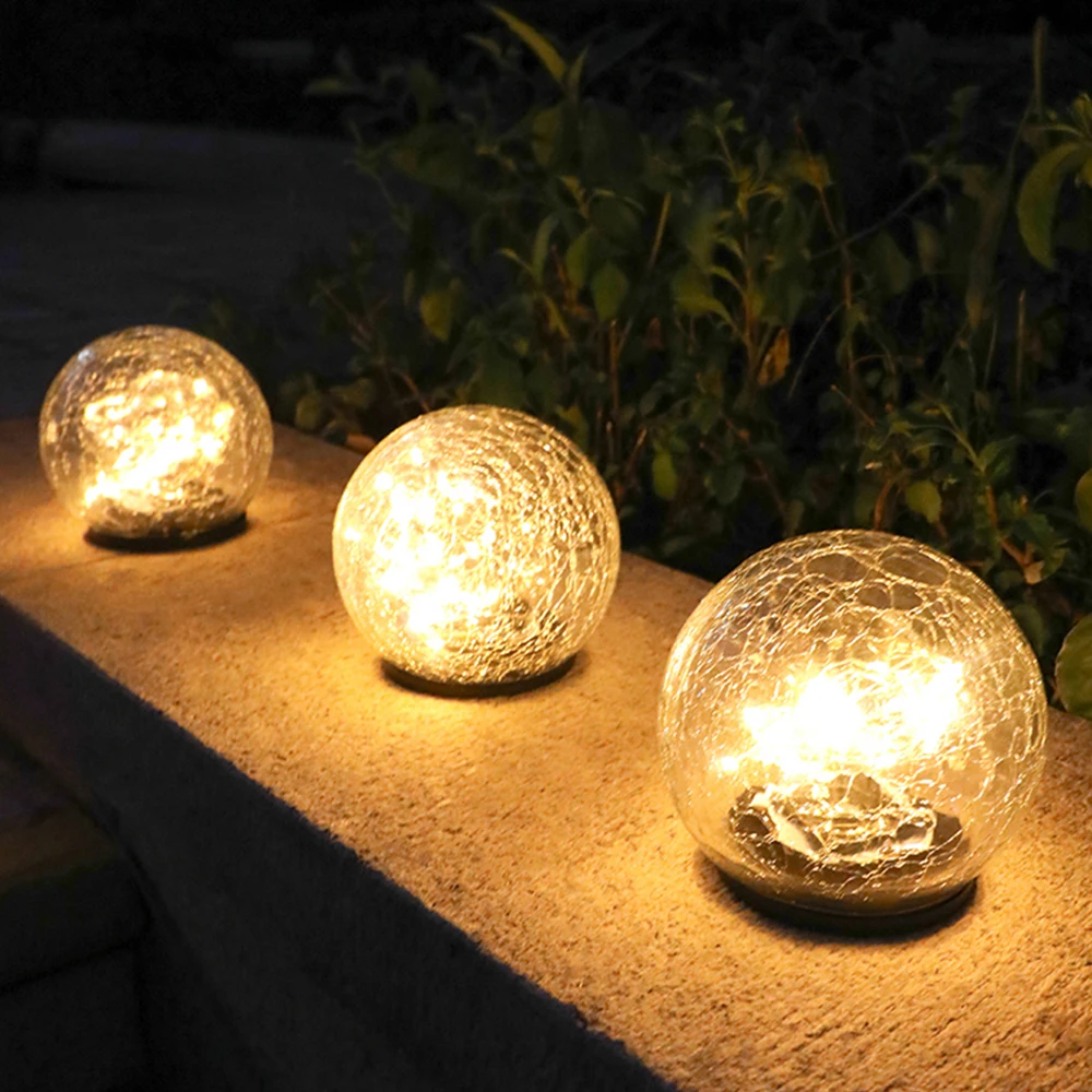 Factory wholesale Solar Cracked Glass Ball Buried led Patio Landscape Christmas Angel String Lights Decorative Lighting