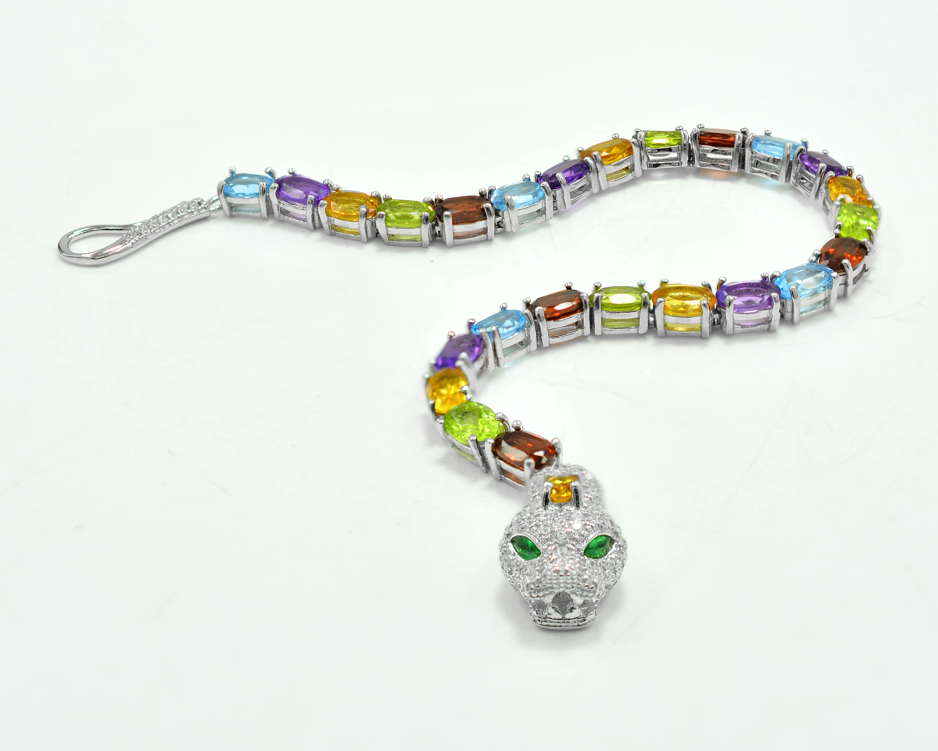 Натуральный перидот-гранат и аметист, многокаменный браслет, 925 браслет из стерлингового серебра, Кобра, браслет ручной работы, серебряные украшения, поставщик