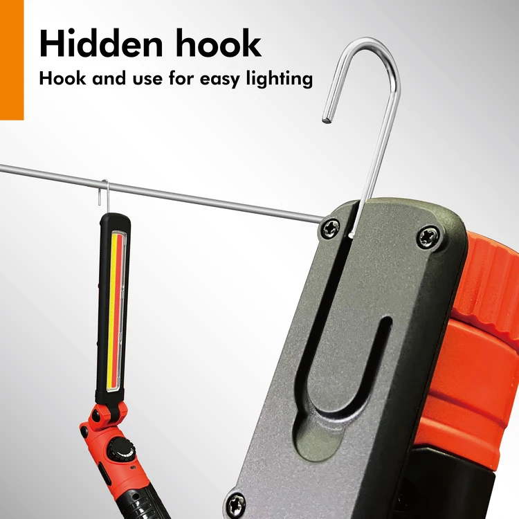 5W Magnetic Foldable LED Work Light Flashlight  hidden hook