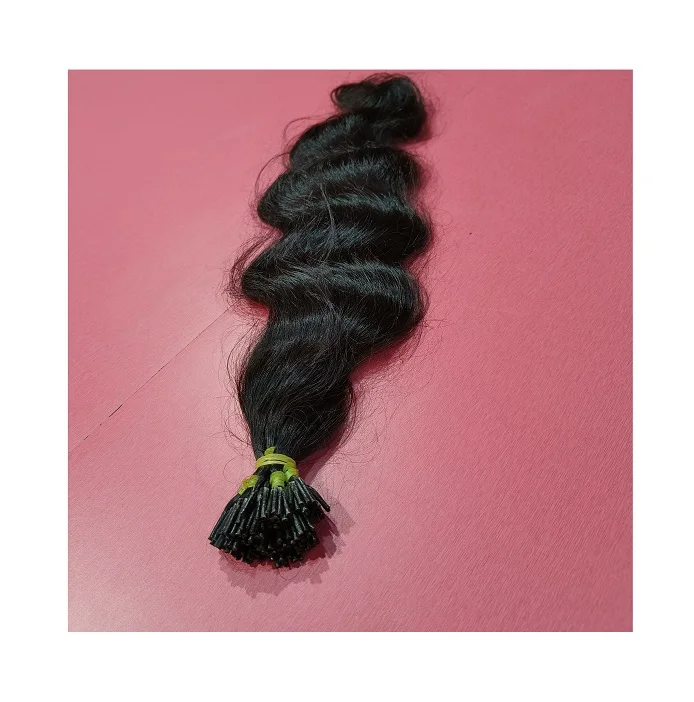 Keratin I-Tip Human Hair Extension Manufacturer 100% Cuticle Aligned From Young Girls 12A Grade genius weft hair bundle
