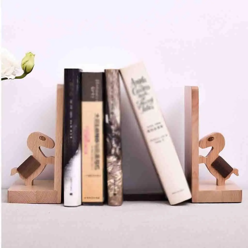 Creative Design Horse Bookend for Home and Office Accessories Holder Wooden Vertical Bookend