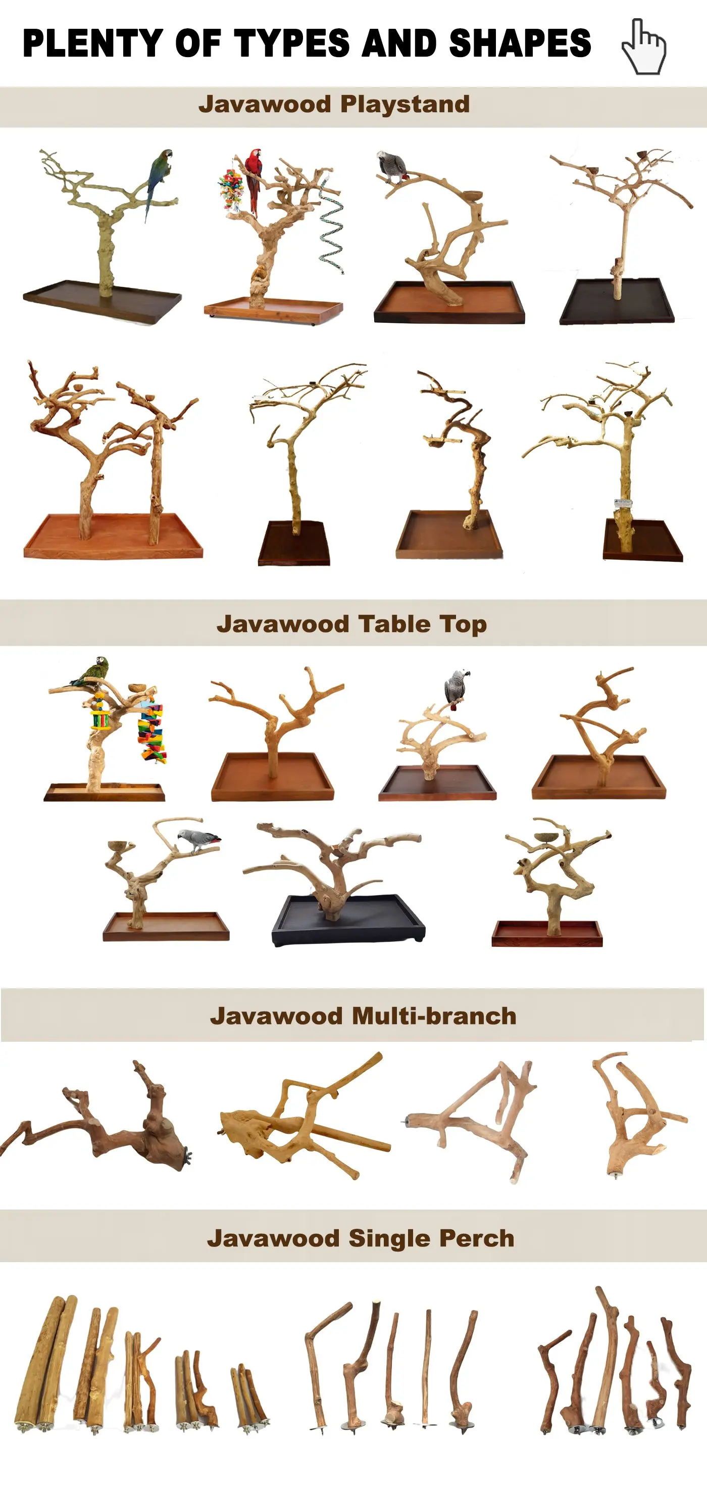 Java wood Coffee wood parrot bird perch tree Parrot Playstand Bird Toys for Parrot Raw Wood Fork Tree Branch Kimy +84938616690