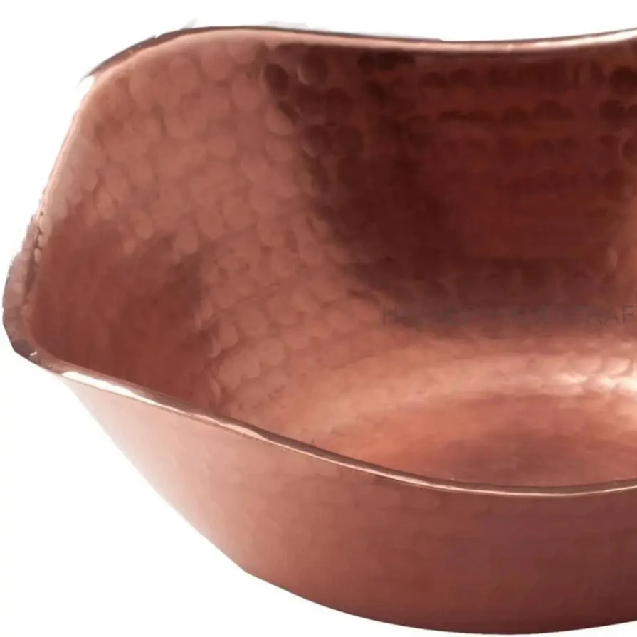Copper Flat Earth Bowl Hand Hammered 100% Pure Copper 7 Inch Square Pedicure Bowl Foot Bath
