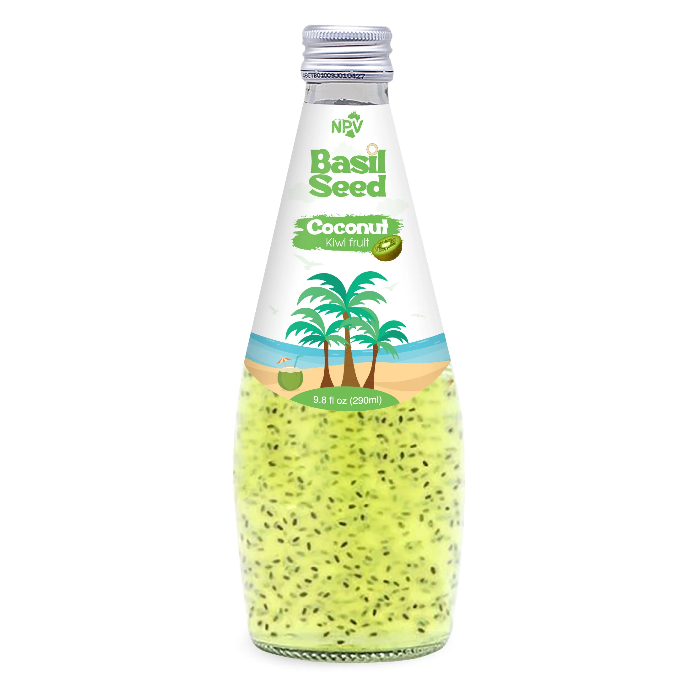 Supplier OEM  290 ml bottle  Basil Seed Drink Coconut Water Strawberry  Flavor Free Sample Free Design