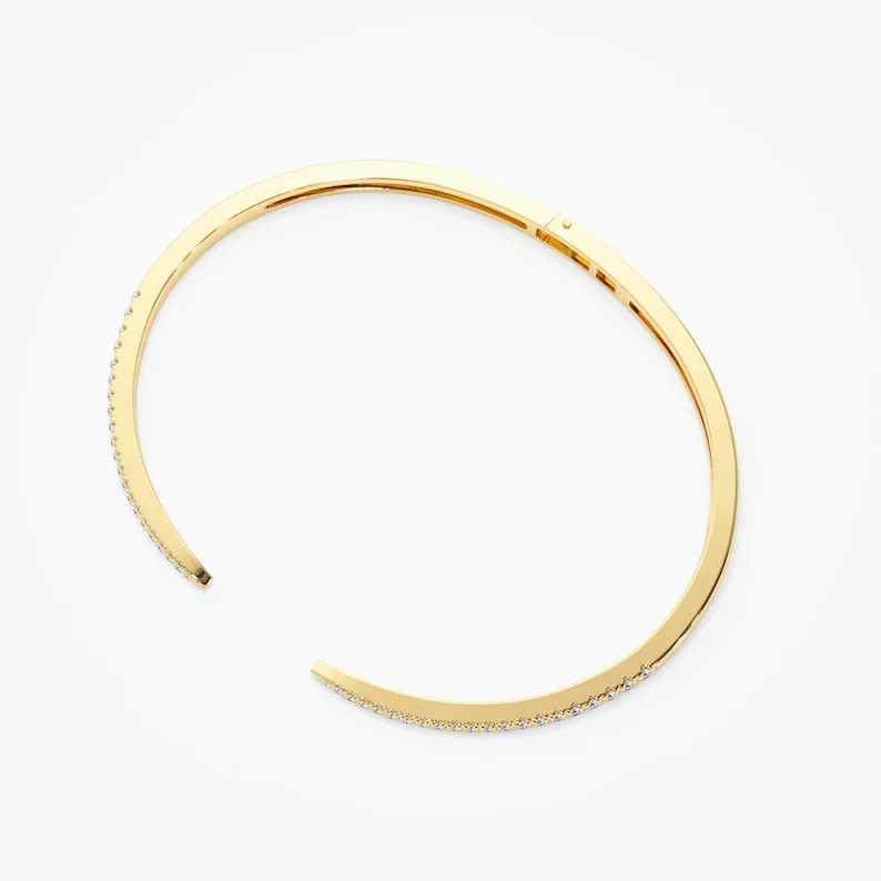 Diamond Cuff Bangle 14k Gold Bracelet 0.50 ct Trendy Unique Statement Custom Size Solid Pure gold wide open cuff bangle bracelet