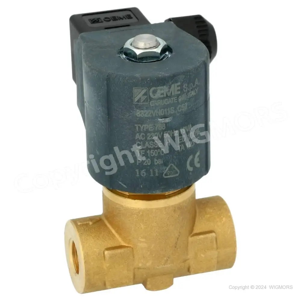 Solenoid Valve CEME 8322 NC 1/4" 20 Bar FPM Viton with Coil 230V/50Hz