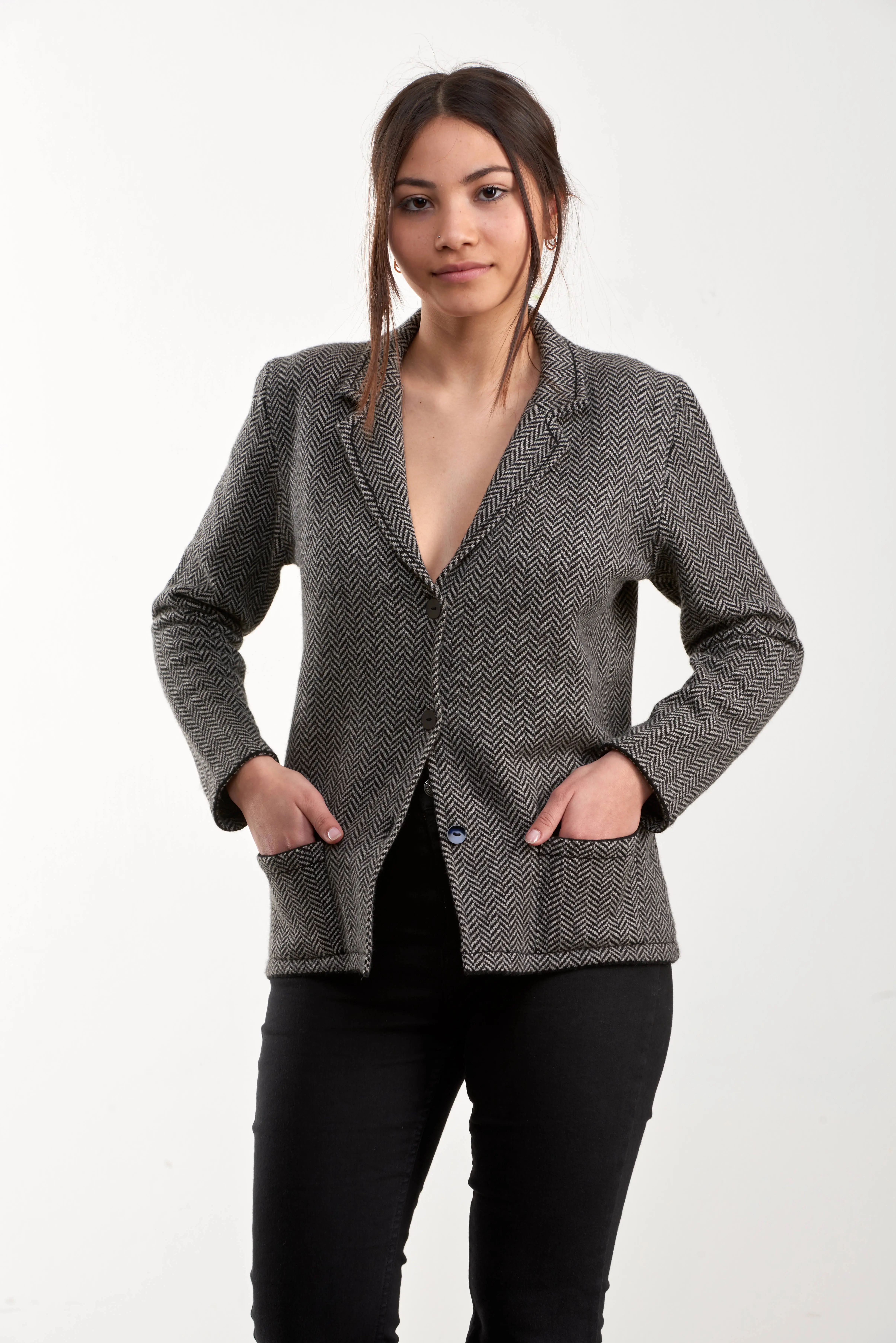 Premium Quality Jacquard 1 yarn cashmere jacket classy and for important events or elegance workplaces S Red