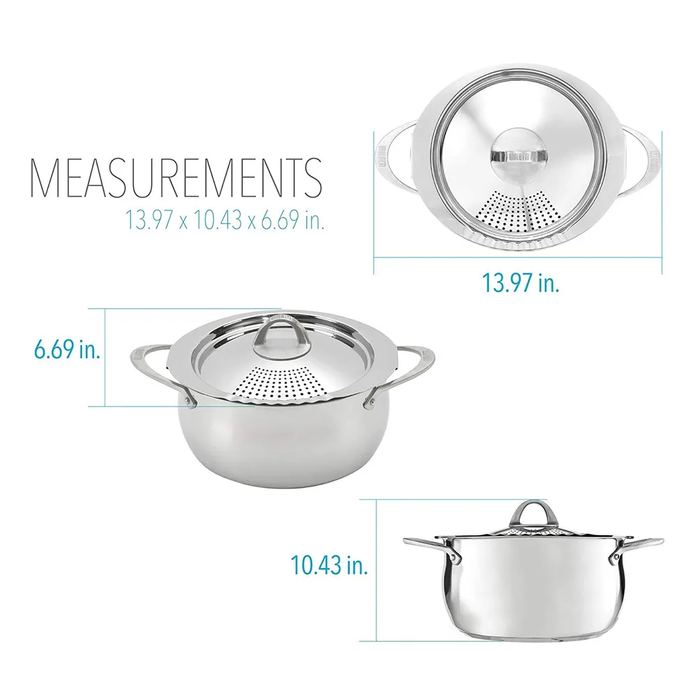 Dia 24cm 6QT stainless steel Pasta pot with handle and lid, soup pot with strainer set, stock cooker