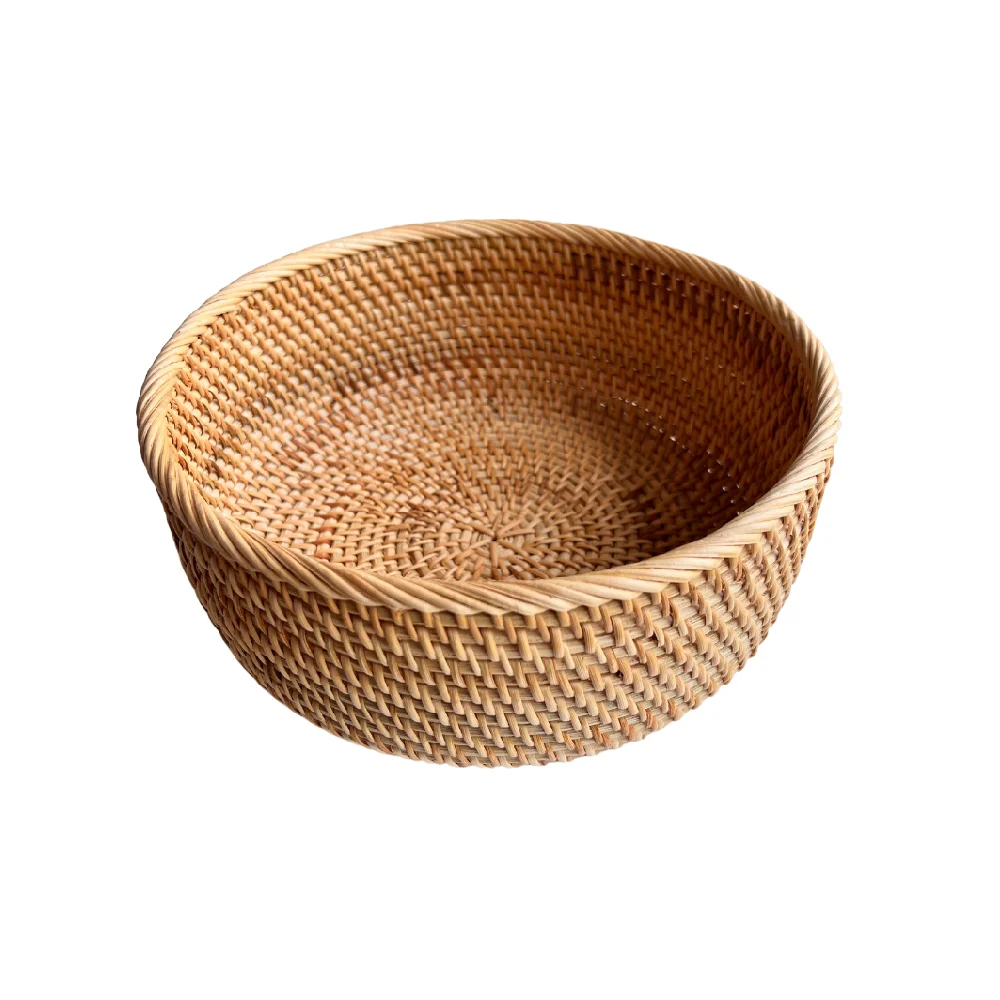 Basket Woven Rattan Wholesale Bulk Package Price Eco Handmade Color Customize Low MOQ Rattan Basket 1 Made in Vietnam