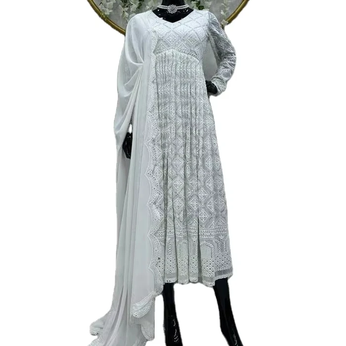 2024 New Designed Punjabi Fashioned Indian Reception Special Cotton Printed Designer Georgette Salwar Suit