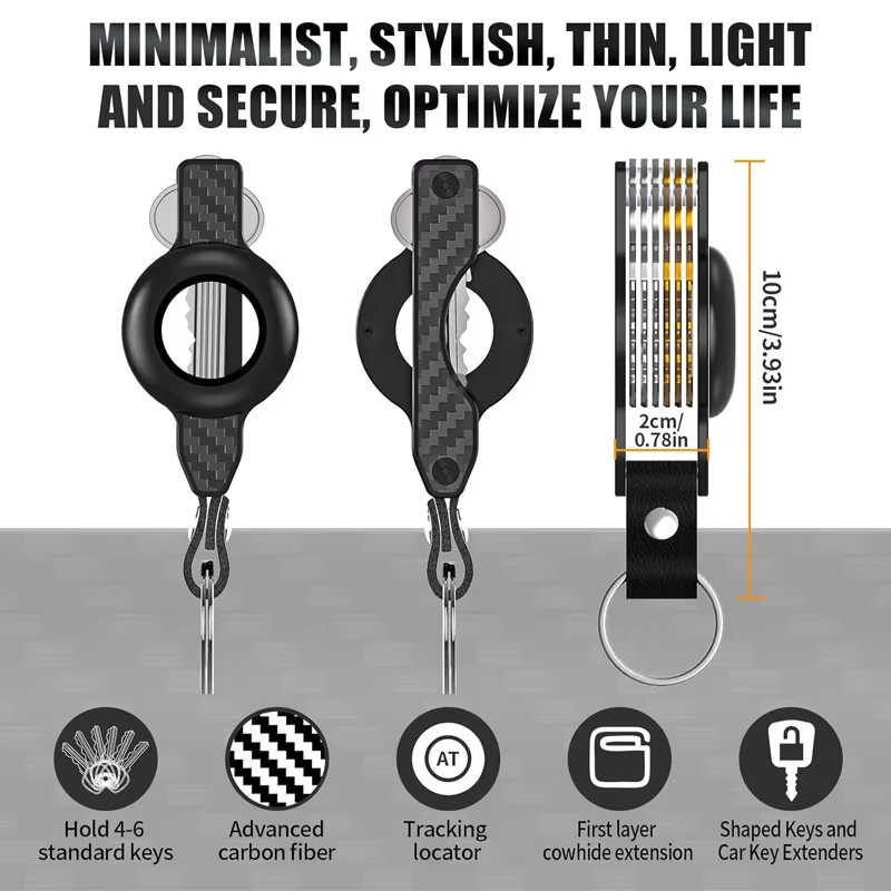 Key Organizer For Men-Compact Metallic Key Holder Minimalist Innovative Keyholder For Airtag Holder | Keychain Secures 1-5 Keys