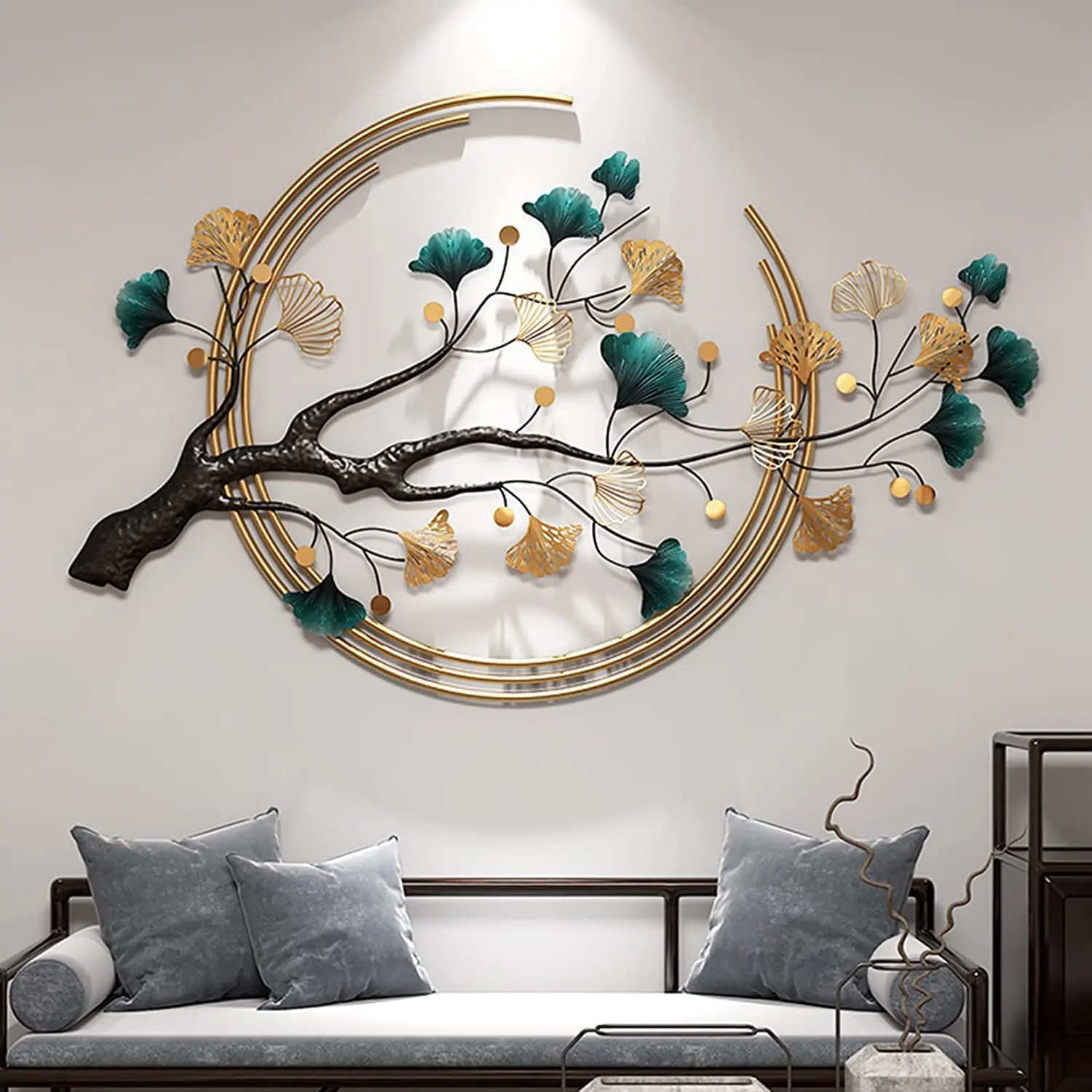 Tree of Life Antique Wall arts With brass Gold Plated Luxury Rings New theme arrival Decorative Cheap Wall Arts Canvas Hot Sale
