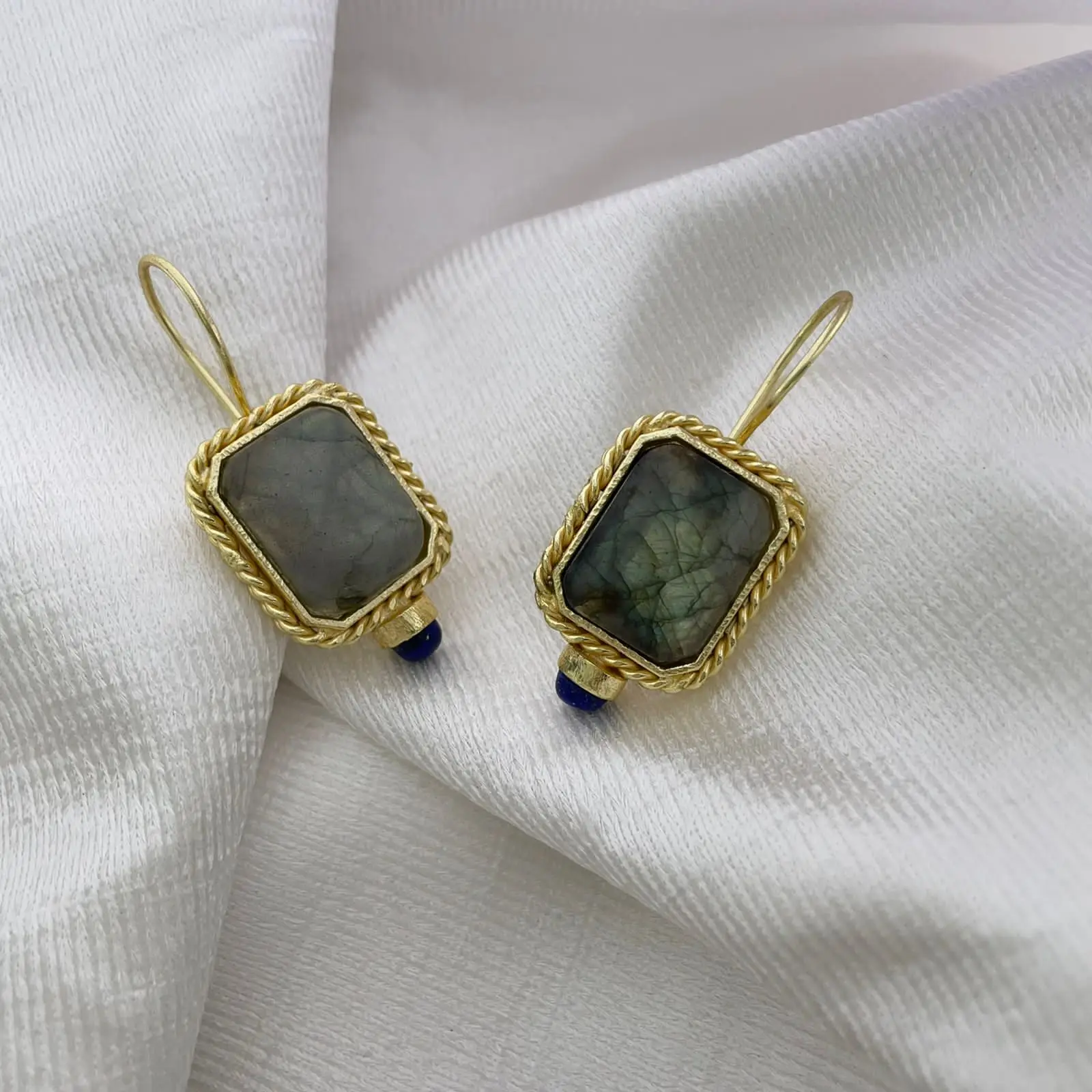 Gold plated Labradorite gemstone Ear wire Earring SKU7208Designer  Ear Wire Earrings Labradorite gemstone