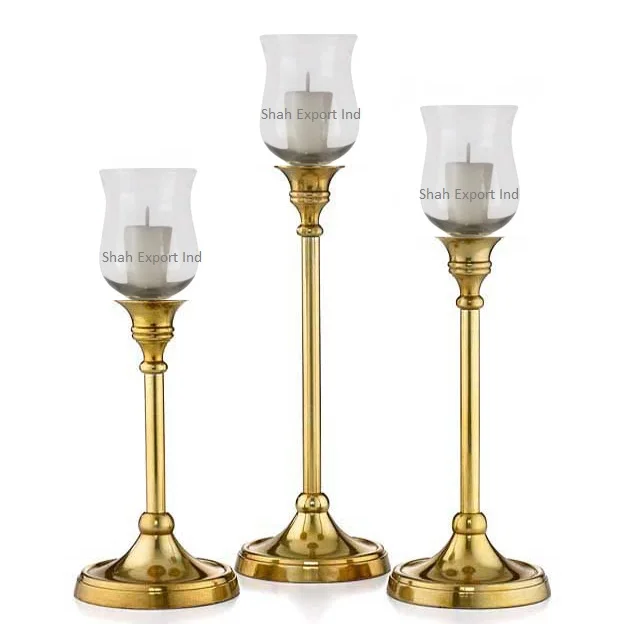Fancy Gold Candle Holders Metal Candlestick Holder for Taper Candles Set of 3 for Home Wedding Dinning Party Decor