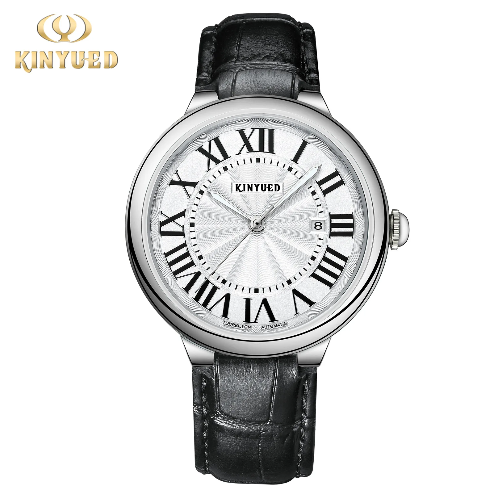 KINYUED J084 Leather Strap Business Casual Simple Men Automatic mechanical Wrist Watch for Man 3 ATM Waterproof Watches reloj