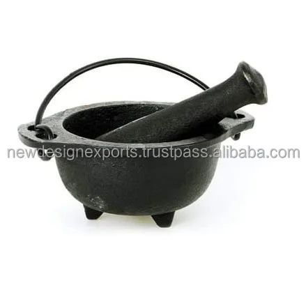 Cast Iron Cauldron Mortar and Pestle Set