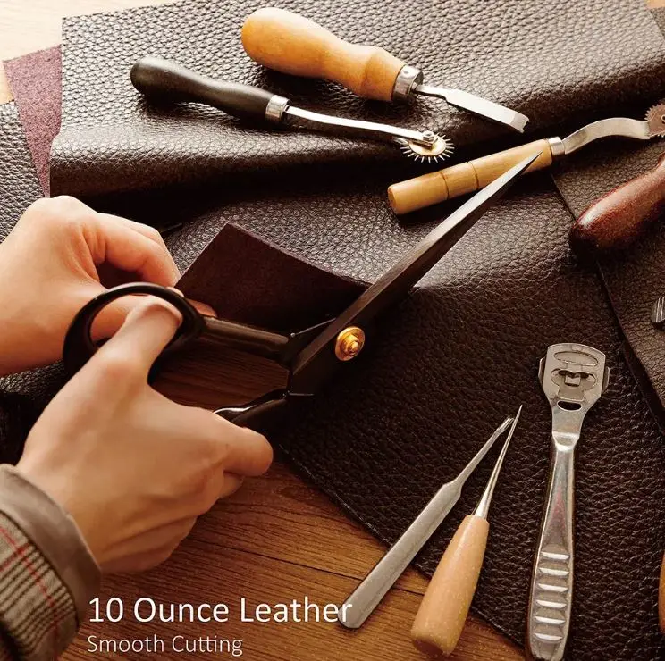 Black color coated 10 inch Heavy Duty Scissors for Leather Sewing shears Sharp Tailor Shears or Home and Dressmaker