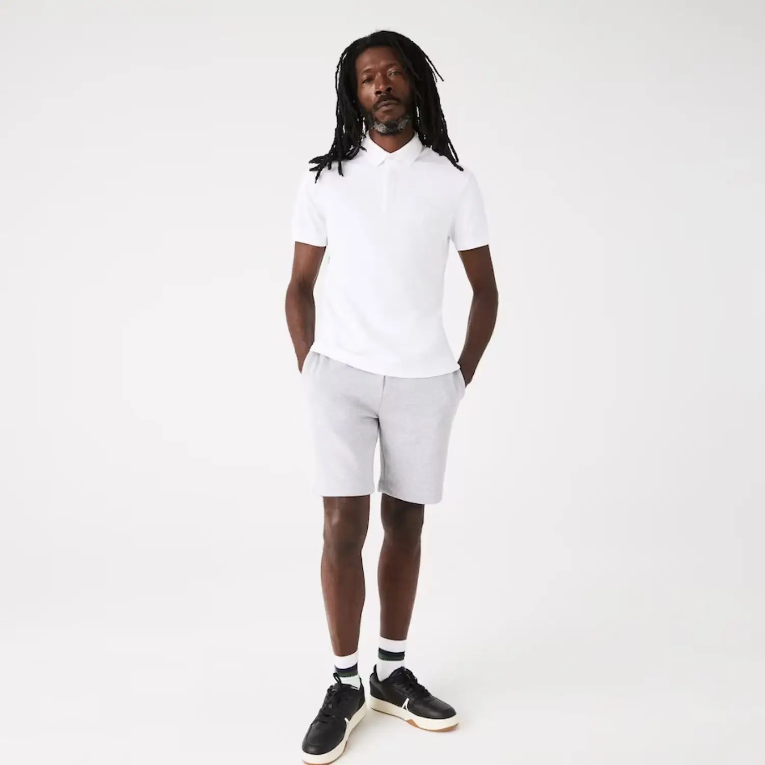 Custom Embroidered Logo Regular Fit 100% White Stretch Cotton Pique Polo Shirt with Concealed Button Placket and Rib