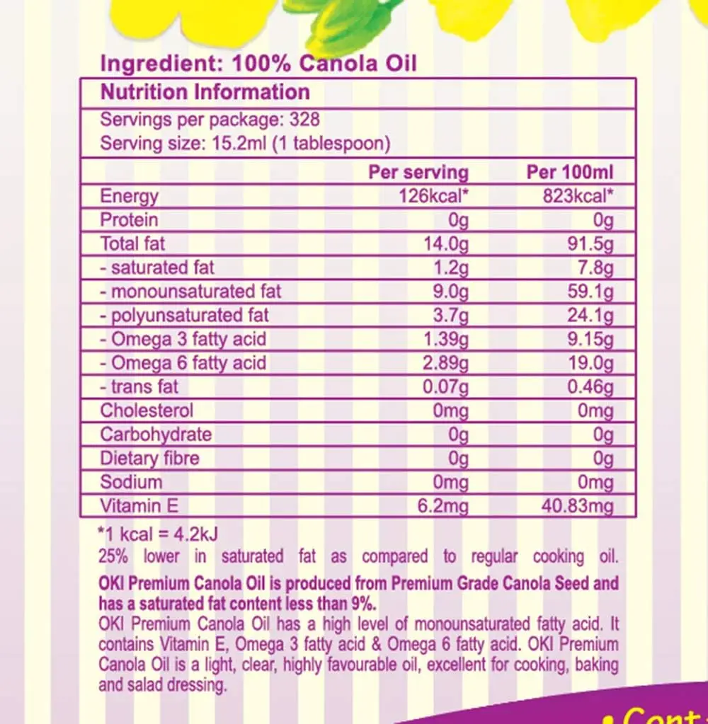 Animal 24 months Shelf Life Food Malaysia Plant Cooking 100% Purity OEM Rapeseed Canola Oil 5L In Plastic Bottle Packaging