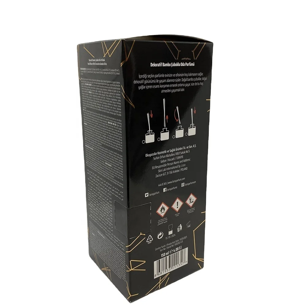 Ambient Scent Box With Customized Window Bottle Box Elegant Texture And Pattern Printed Black Best Selling Cheap Price