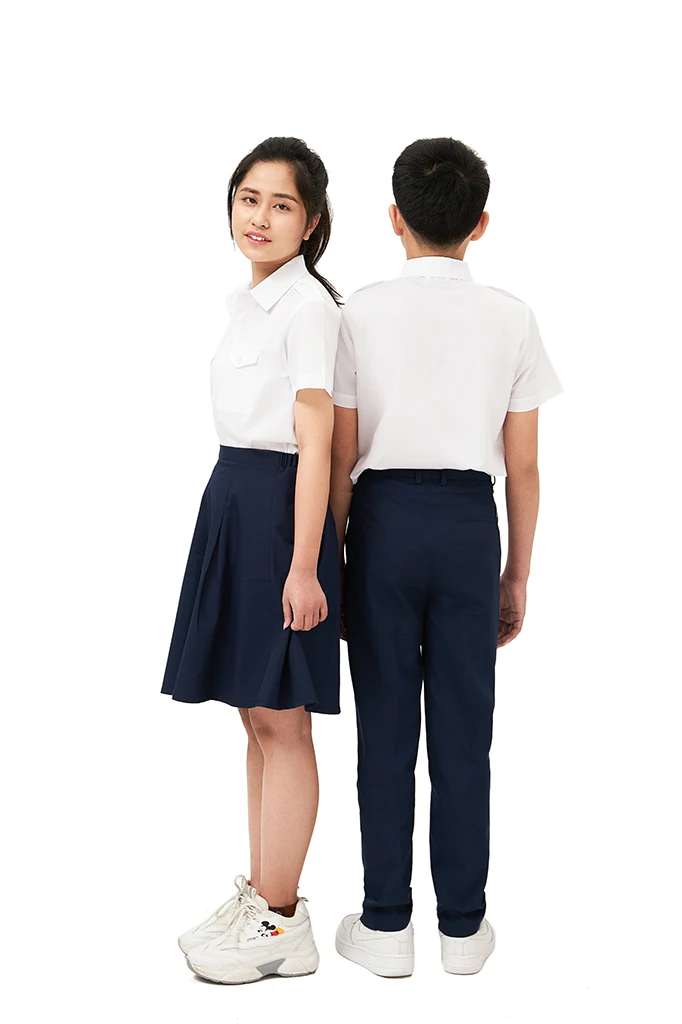 Latest Design 2022 Wholesale Sao Mai Vietnam School White Unisex Short-sleeve Shirt For Both Boys And Girls