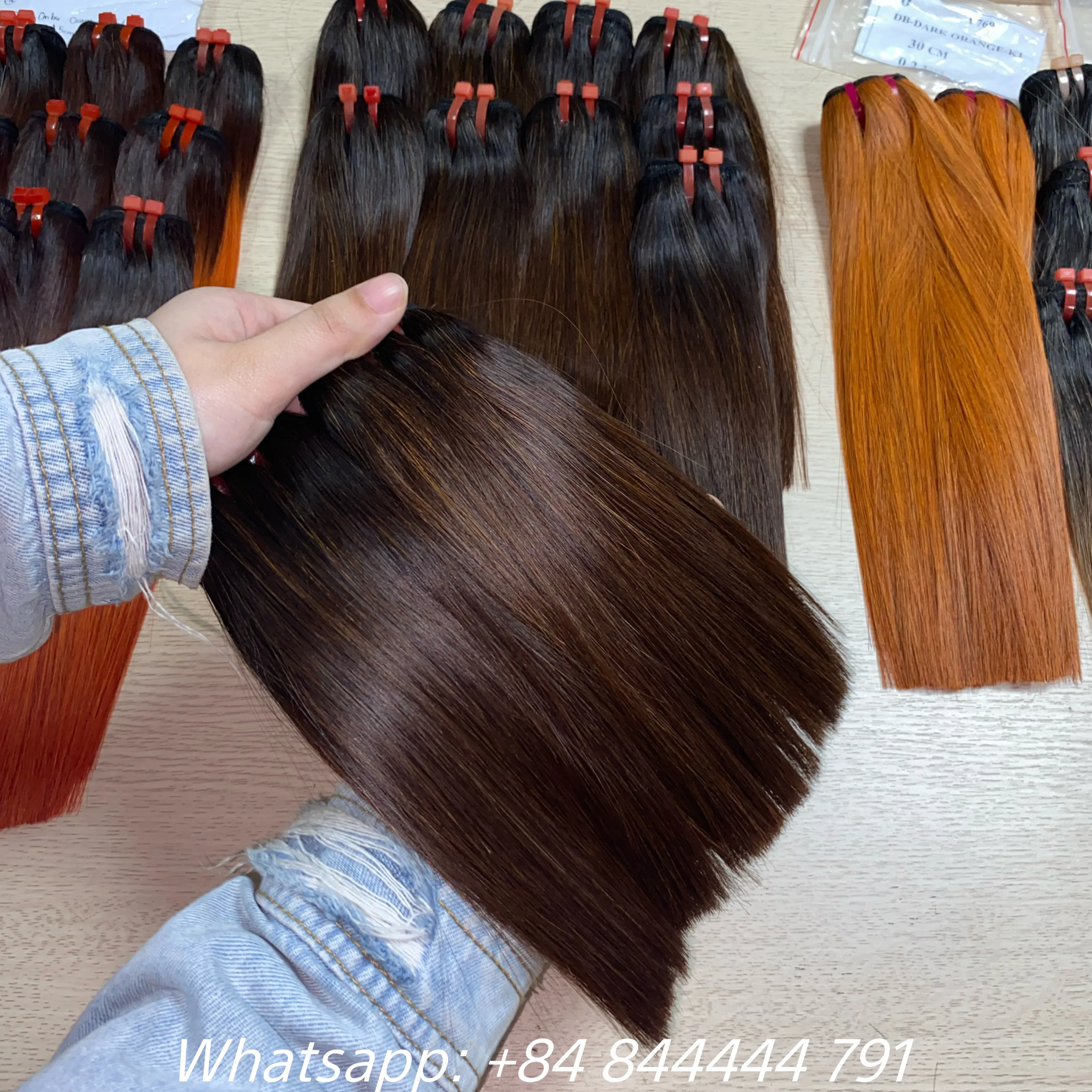 Цветные прямые человеческие волосы на заказ необработанные вьетнамские шнуровке спереди
