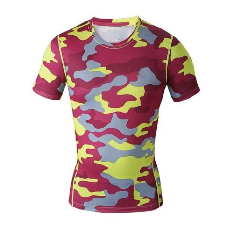 100% Polyester Spandex Material Best Design Men Clothing Customized Printed Sublimation Shorts Sleeves O Neck Men MMA Rash Guard