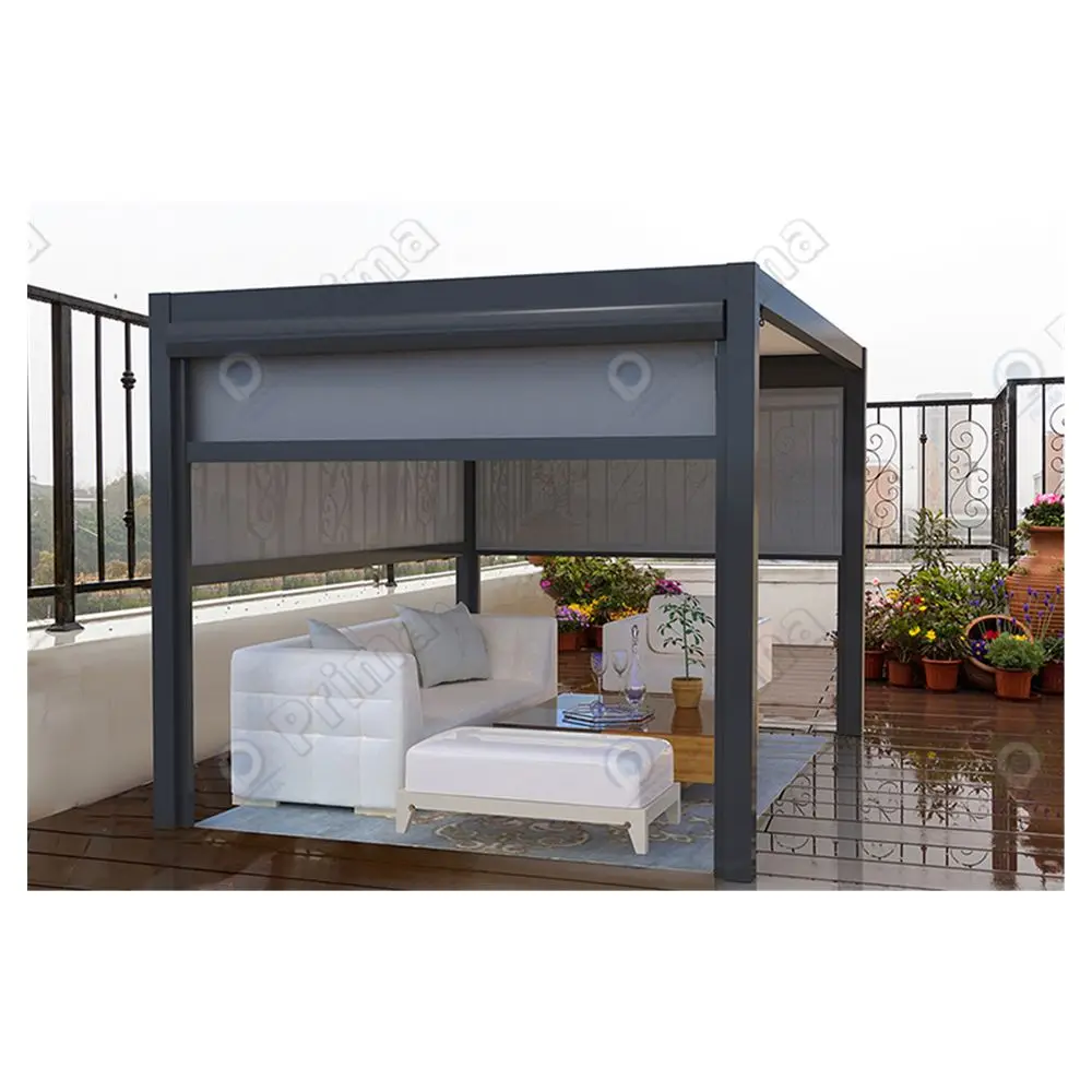 Prima Manual Motorized Wall Mounted Durable Louvre Insulated Pergola Rails Pergola Bioclimatique Aluminium 5x4