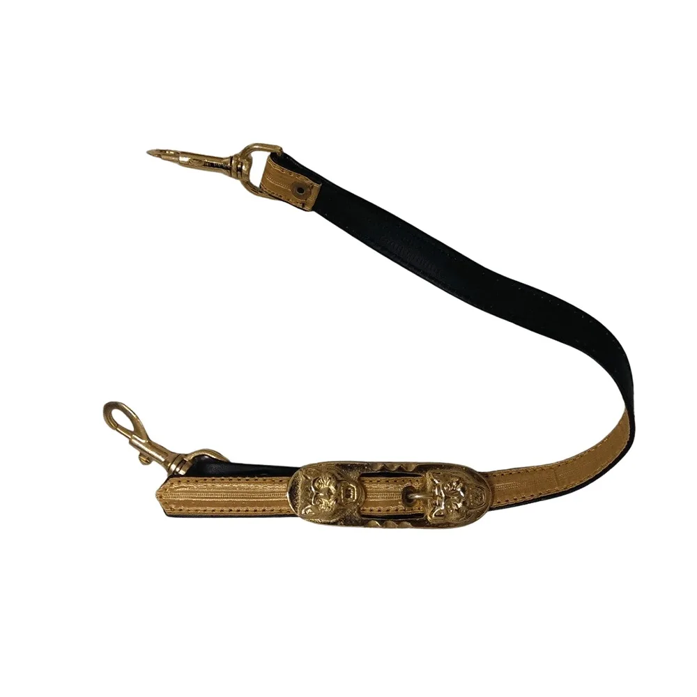 Golden-Black Leather Ceremonial Sword Belt and Sling Wok Custom Length Coated Finish for Garments and Home Textiles