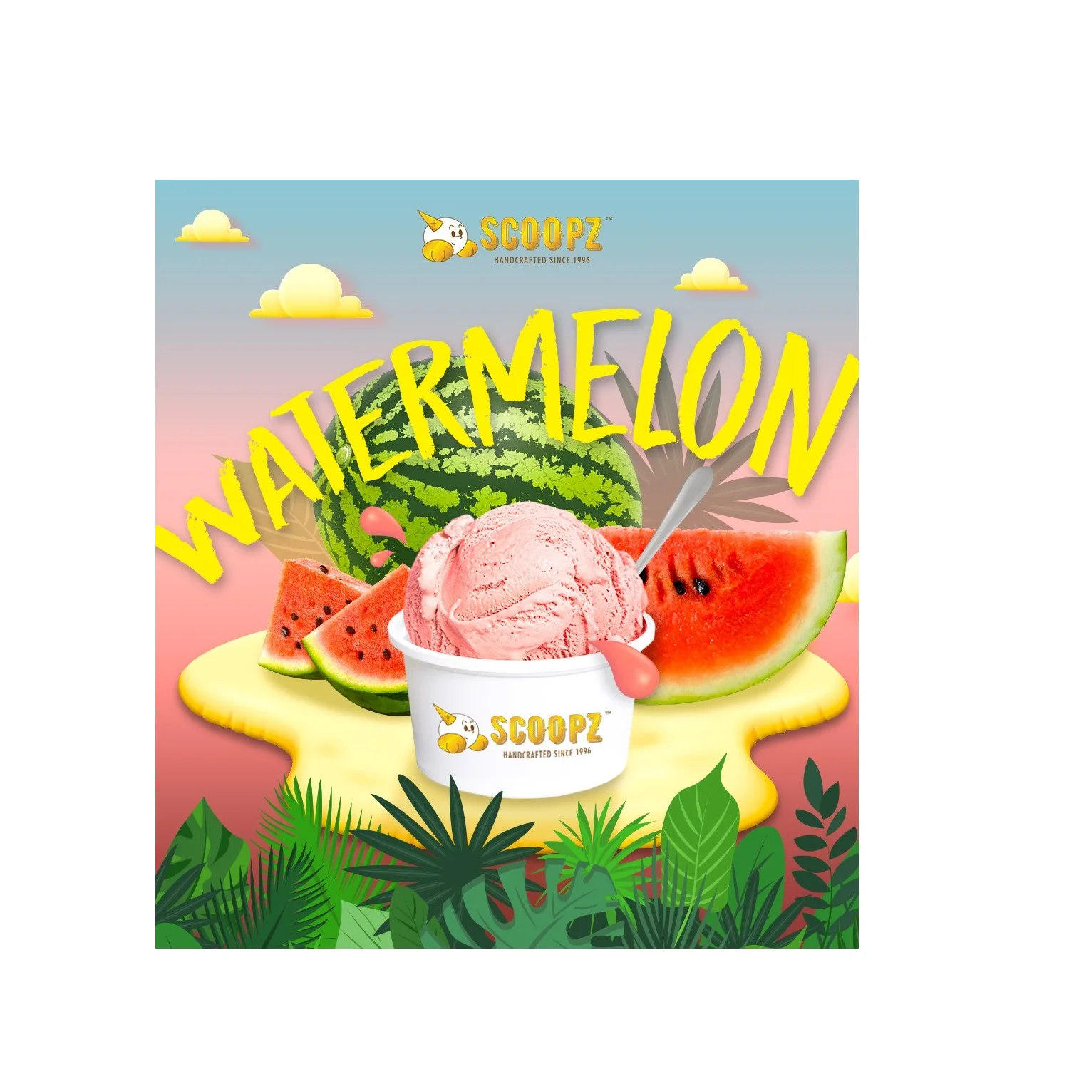 Dairy Products Bag Box Refreshing Fragrant Fruity Sweetness Pink Healthy Dessert Handcrafted 3.5oz Cup Watermelon Ice Cream
