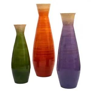 2022 hot trend Vietnam handmade glossy coiled bamboo lacquer vase extra large size