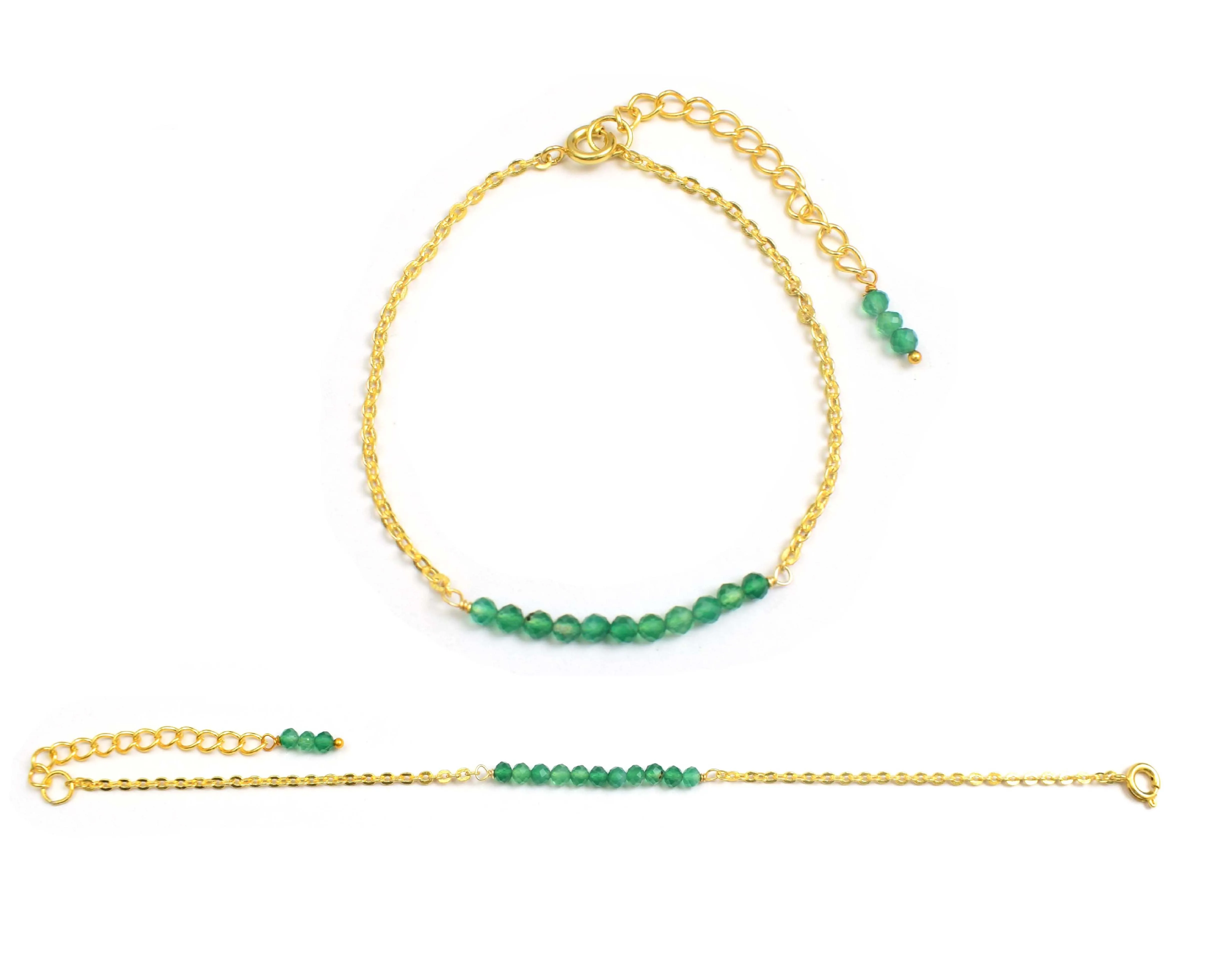 Handmade Gold-Plated Bracelet with Multi-Gemstone Beads New Design Rondelle Shape for Gift for Her Featuring Onyx Pearl Diamond